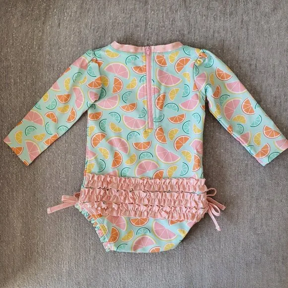 RuffleButts Citrus Rash Guard Size 12-18 Months Swimsuit - Picture 2 of 5